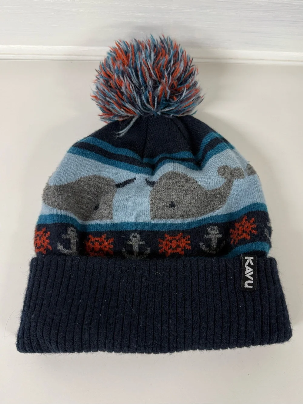 KAVU | Kids Navy Blue Whale Pom Beanie